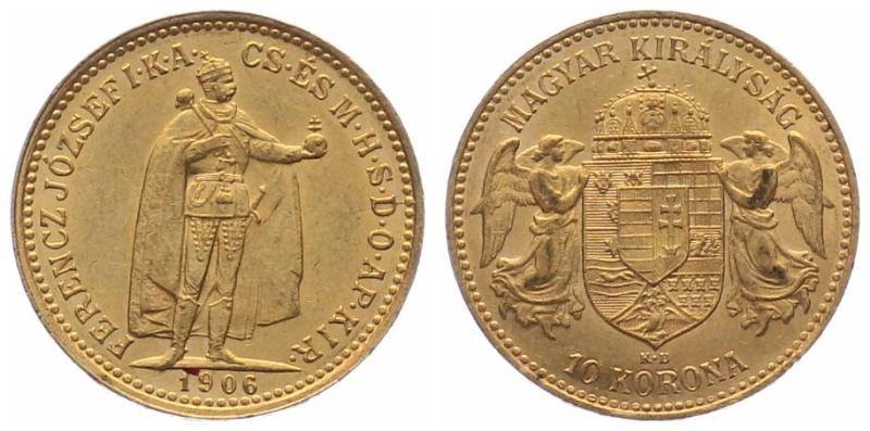 Ungarn 10 Korona 1906 KB - Stehender Kaiser